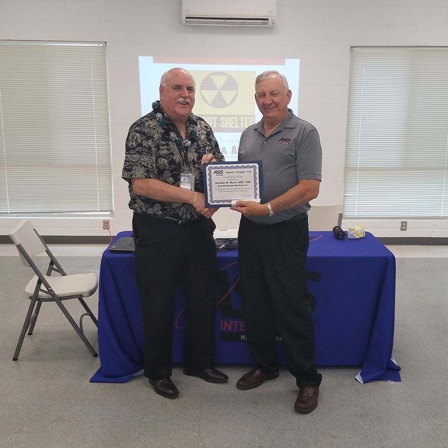 Randy Mack, CPP receives Certificate of Appreciation